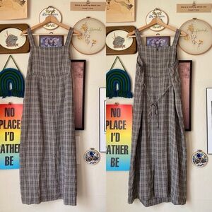 Vintage Gray Plaid Midi Dress